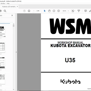 Kubota WSM U35 Kubota Excavator Workshop Manual - PDF DOWNLOAD