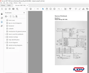 LDV Electrics 1 Vehicle Wiring 1987-1992 Service Workbook Manual PDF