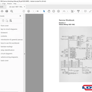 LDV Electrics 1 Vehicle Wiring 1987-1992 Service Workbook Manual PDF