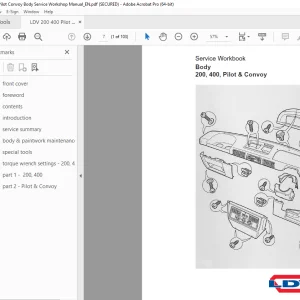 LDV Truck 200 400 Pilot & Convoy Body Service Workbook Manual PDF