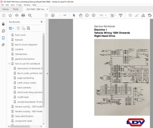 LDV Truck Electrics 1 Vehicle Wiring 1994 Service Workbook Manual PDF