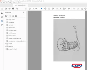 LDV Truck Gearbox P5-100 Service Workbook Manual - PDF DOWNLOAD