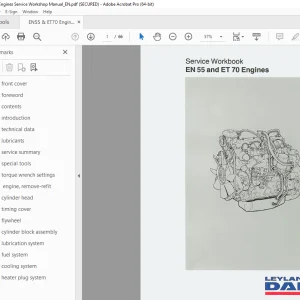 LEYLAND DAF EN55 & ET70 Engine Service Workbook Manual - PDF DOWNLOAD