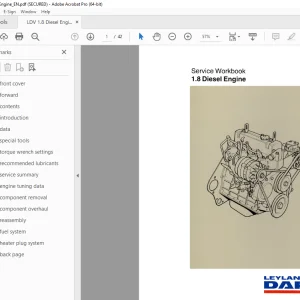 LEYLAND DAF Truck 1.8 Diesel Engine Service Workbook Manual PDF