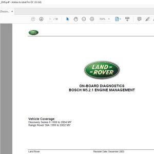 Land Rover BOSCH M5.2.1 ENGINE MANAGEMENT ON BOARD DIAGNOSTICS Manual PDF