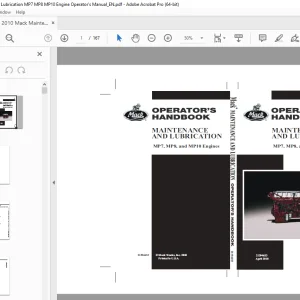 Mack MP7, MP8 & MP10 Engines Maintenance & Lubrication Operator's ManualPDF