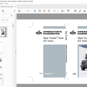 Mack Truck Granite Series (GU Series) Operator's Handbook Manual 21394647 PDF