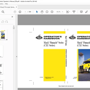 Mack Truck Pinnacle Series (CXU Series) Operator's Handbook Manual 21394648 PDF