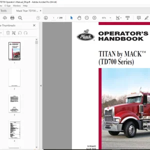 Mack Truck Titan TD700 Series Operator's Manual 21394652 PDF
