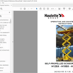 Pinguely Haulotte H12SX H15SX H18SX Operator & Maintenance Instructions Manual PDF