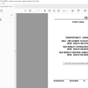 Mercedes-Benz Truck Unimog SMALL EMPLACEMENT EXCAVATOR TECHNICAL MANUAL