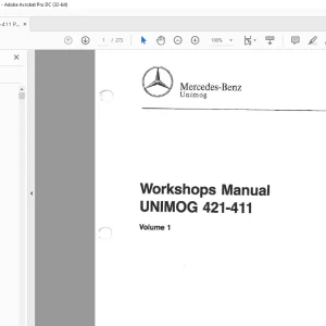 Mercedes-Benz Unimog 421-411 Workshops Manual Volume 1  - PDF DOWNLOAD