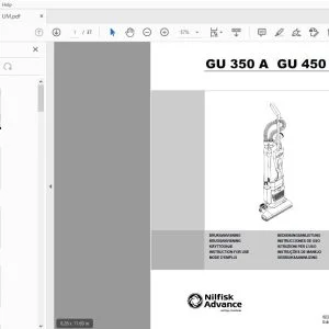 NILFISK ADVANCE GU 350 A GU 450 A INSTRUCTION FOR USE MANUAL 8229395000 - PDF