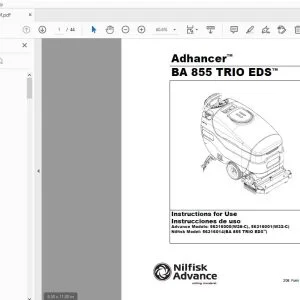 Nilfisk Advance Adhancer BA 855 TRIO EDS Instructions for Use Manual 56041640 - PDF