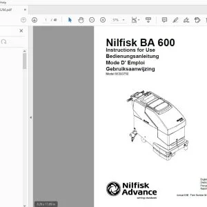 Nilfisk Advance BA 600 Instructions for Use Manual 041285 - PDF