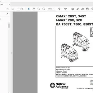 Nilfisk Advance CMAX 28ST, 34ST I-MAX 28C, 32C BA 750ST, 750C, 850ST Manual de Utilização - PDF