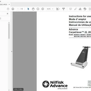 Nilfisk Advance Carpetriever 22,28XP Instructions For Use Manual 56041360 - PDF DOWNLOAD