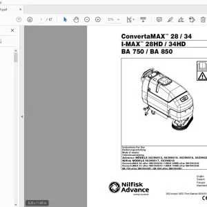 Nilfisk Advance ConvertaMAX 28/34 I-MAX 28HD/34HD BA 750 / BA 850 Instructions For Use Manual 56041516 - PDF DOWNLOAD