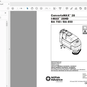 Nilfisk Advance ConvertaMAX 28 I-MAX 28HD BA 750 / BA 850 Manual de Utilização 56041465 - PDF