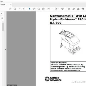 Nilfisk Advance Convertamatic 240 LX, Hydro-Retriever 240 HD BA 600 Service Manual 56043017 - PDF DOWNLOAD