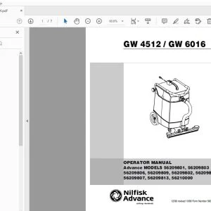 Nilfisk Advance GW 4512 / GW 6016 Operator Manual 56041431 - PDF DOWNLOAD