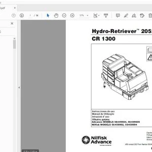 Nilfisk Advance Hydro-Retriever 2052 CR 1300 Manual de Utilização 56041427 - PDF