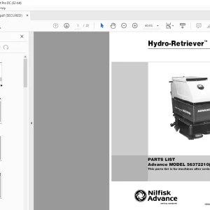 Nilfisk Advance Hydro-Retriever 260BHD Parts Manual -  PDF DOWNLOAD