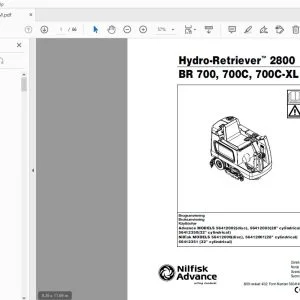 Nilfisk Advance Hydro-Retriever 2800 BR 700, 700C, 700C-XL Brugsanvisning 56041450 - PDF