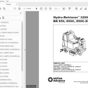 Nilfisk Advance Hydro-Retriever 3200 BR 850, 850C, 850C-XL Parts Manual 56042340 - PDF DOWNLOAD