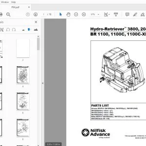 Nilfisk Advance Hydro-Retriever 3800, 2042 BR 1100, 1100C, 1100C-XL Parts Manual 5602410 - PDF DOWNLOAD