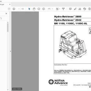 Nilfisk Advance Hydro-Retriever 3800 Hydro-Retriever 2042 BR 1100, 1100C, 1100C-XL Instructions For Use Manual 56041587 - PDF DOWNLOAD