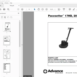 Nilfisk-Advance Pacesetter™ 17HD, 20HD Parts Manual - PDF DOWNLOAD