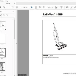 Nilfisk Advance ReliaVac 16HP Parts Manual 56042458 - PDF DOWNLOAD
