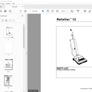 Nilfisk-Advance ReliaVac™ 12 Parts Manual - PDF DOWNLOAD