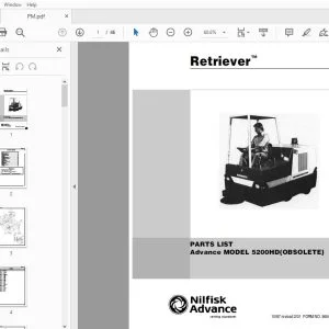 Nilfisk Advance Retriever 5200HD(Obsolete) Parts Manual 56042173 - PDF DOWNLOAD
