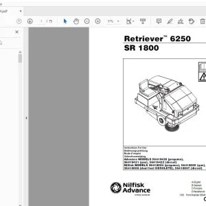 Nilfisk Advance Retriever 6250 SR 1800 Instructions For Use Manual 56041556 - PDF