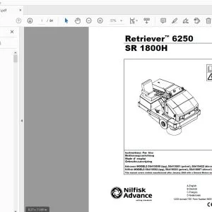 Nilfisk Advance Retriever 6250 SR 1800H Instructions For Use Manual 56041573 - PDF
