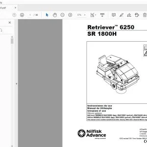 Nilfisk Advance Retriever 6250 SR 1800H Manual de Utilização 56041574 - PDF DOWNLOAD