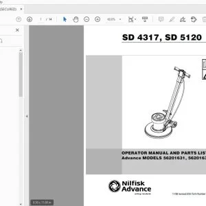 Nilfisk Advance SD 4317, SD 5120 Operator & Parts Manual 56041423 - PDF
