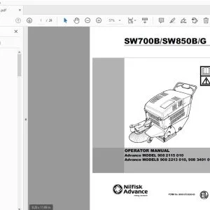 Nilfisk Advance SW700B/SW850B/G Operator Manual 56041472 - PDF