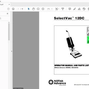 Nilfisk Advance SelectVac 12DC Operator & Parts Manual 56041468 - PDF