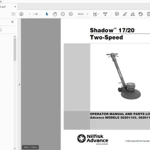 Nilfisk Advance Shadow 17/20 Two-Speed Operator & Parts Manual 56041371 - PDF