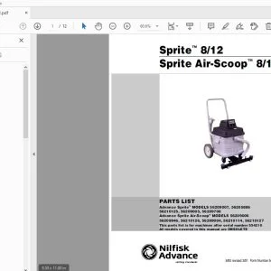 Nilfisk Advance Sprite 8/12 Sprite Air-Scoop 8/12 Parts Manual 56042280 - PDF