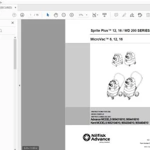 Nilfisk Advance Sprite Plus 12,16/WD 200 Series MicroVac 6,12,16 Instructions For Use Manual 56041477 - PDF
