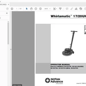 Nilfisk Advance Whirlamatic 17/20UHS Operator Manual 56041233 - PDF