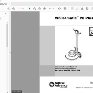 Nilfisk Advance Whirlamatic 20 Plus Instructions For Use & Parts Manual 56041368 - PDF DOWNLOAD
