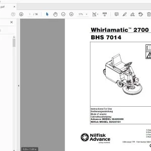 Nilfisk Advance Whirlamatic 2700 Instructions For Use Manual - PDF DOWNLOAD
