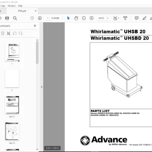 Nilfisk-Advance Whirlamatic UHSB 20 & UHSBD 20 Parts Manual - PDF DOWNLOAD