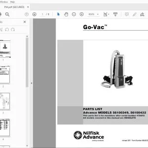 Nilfisk Go-Vac 56100349, 56100432 Parts Manual 56042259 - PDF DOWNLOAD