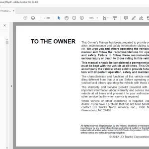 Nissan UD Truck 2011-2013 Owners Manual - PDF DOWNLOAD